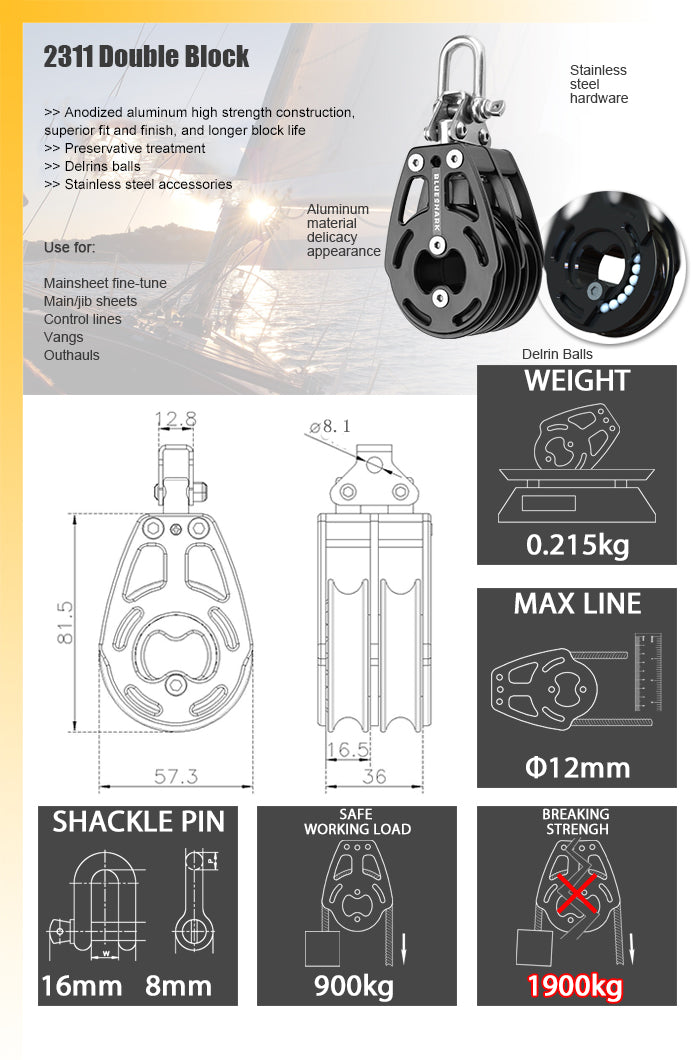 Blueshark 57mm Double Aluminum Block