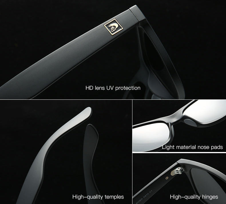 Polarised Sunglasses Matte Black with Purple Lenses