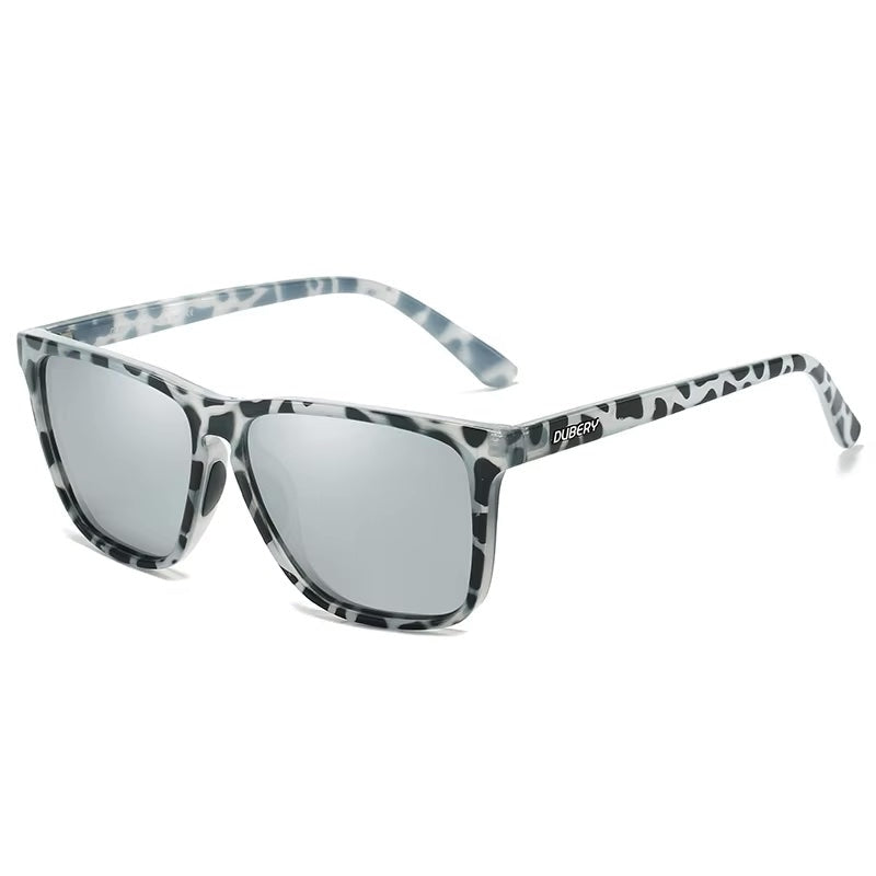 Polarised Sunglasses Grey Leopard with Silver Lenses
