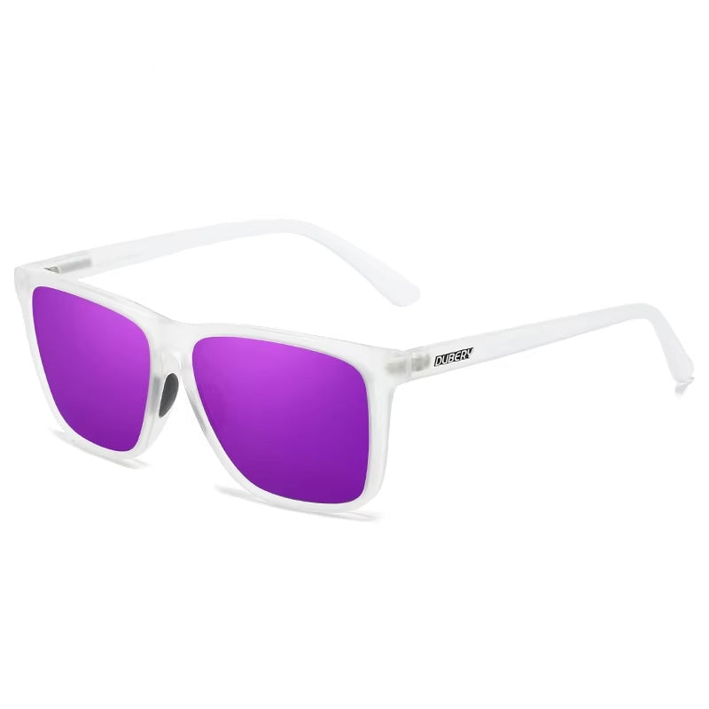 Polarised Sunglasses Matte Clear with Purple Lenses