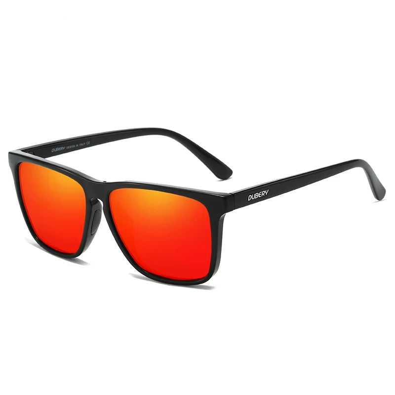 Polarised Sunglasses Black with Orange Red Lenses
