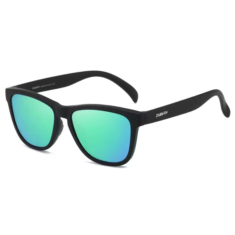 Polarised Sunglasses Matte Black with Green Lenses