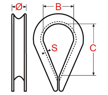 Wire Rope Thimble - 316 Marine Grade Stainless Steel