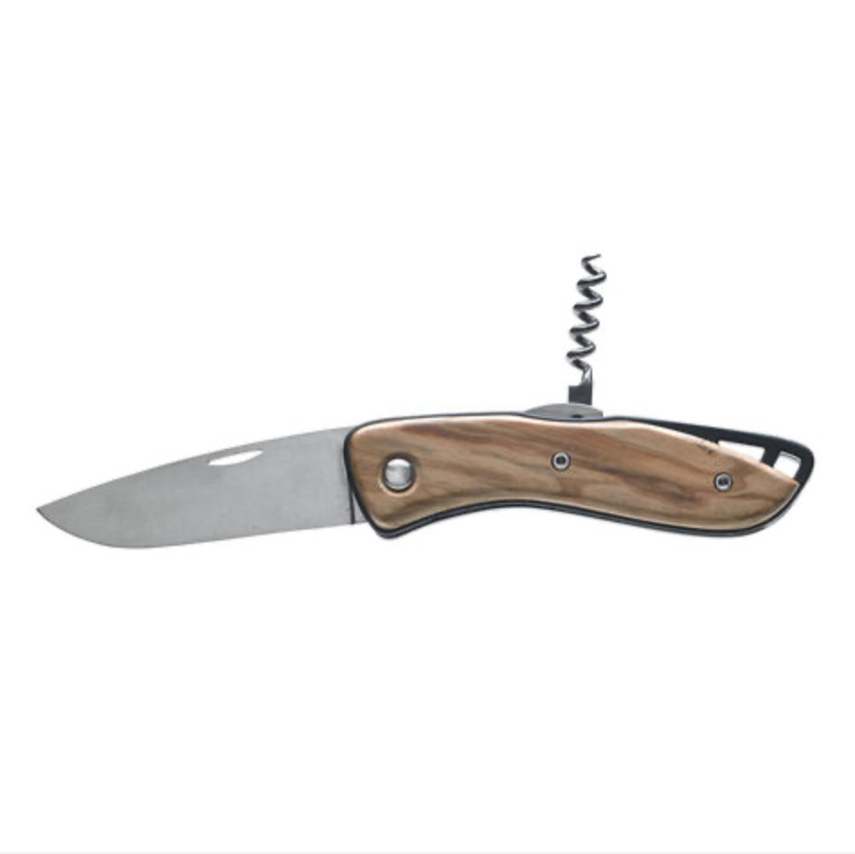 Wichard Aquaterra knife - Plain blade, Corkscrew - Wooden handle