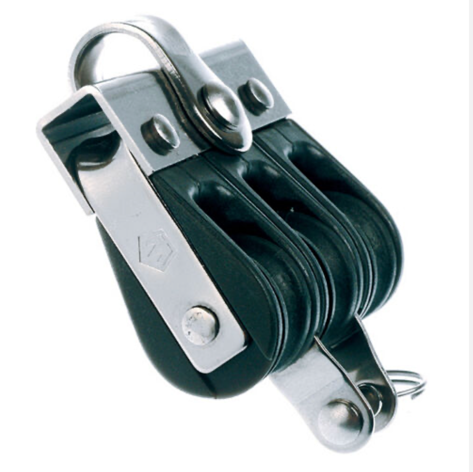 Wichard Triple ball bearing block - Sheave 18 - Fixed eye & becket