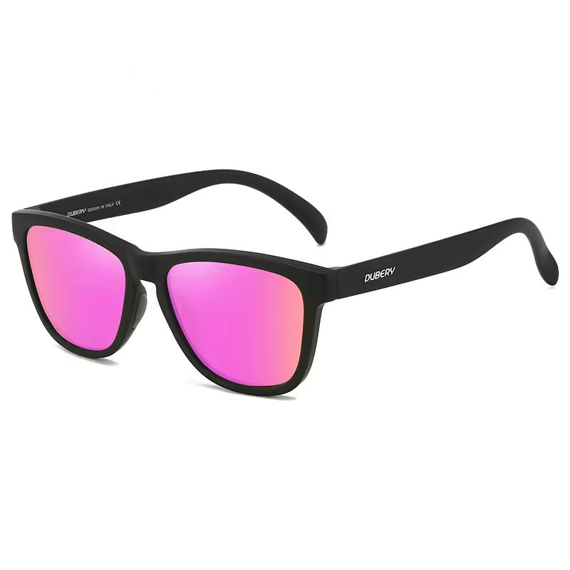 Polarised Sunglasses Matte Black with Purple Lenses