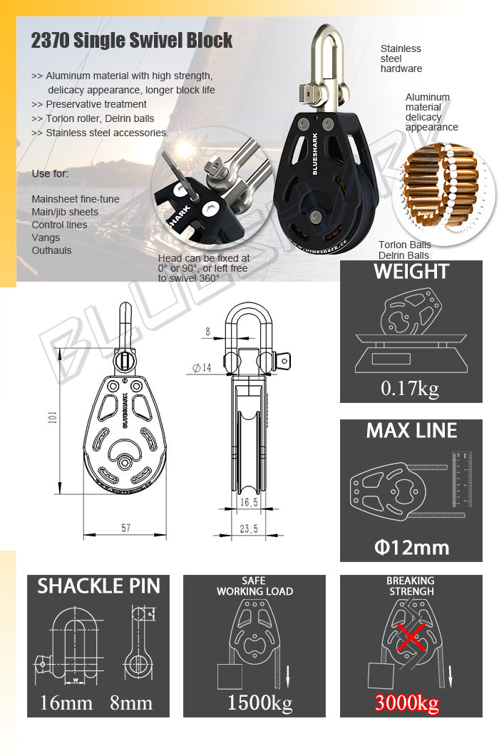 57mm Torlon Roller High Load Single Block