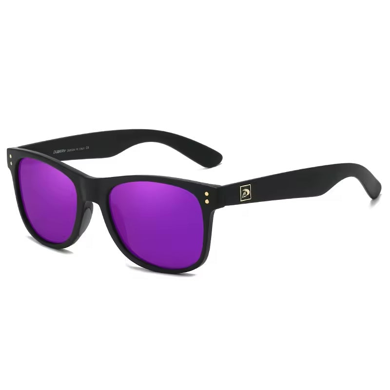 Polarised Sunglasses Matte Black with Purple Lenses