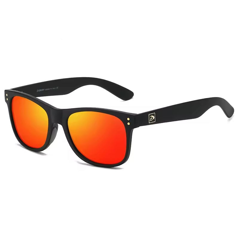 Polarised Sunglasses Matte Black with Red Orange Lenses