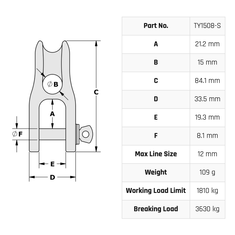 Tylaska H8 2:1 Split Halyard Shackle