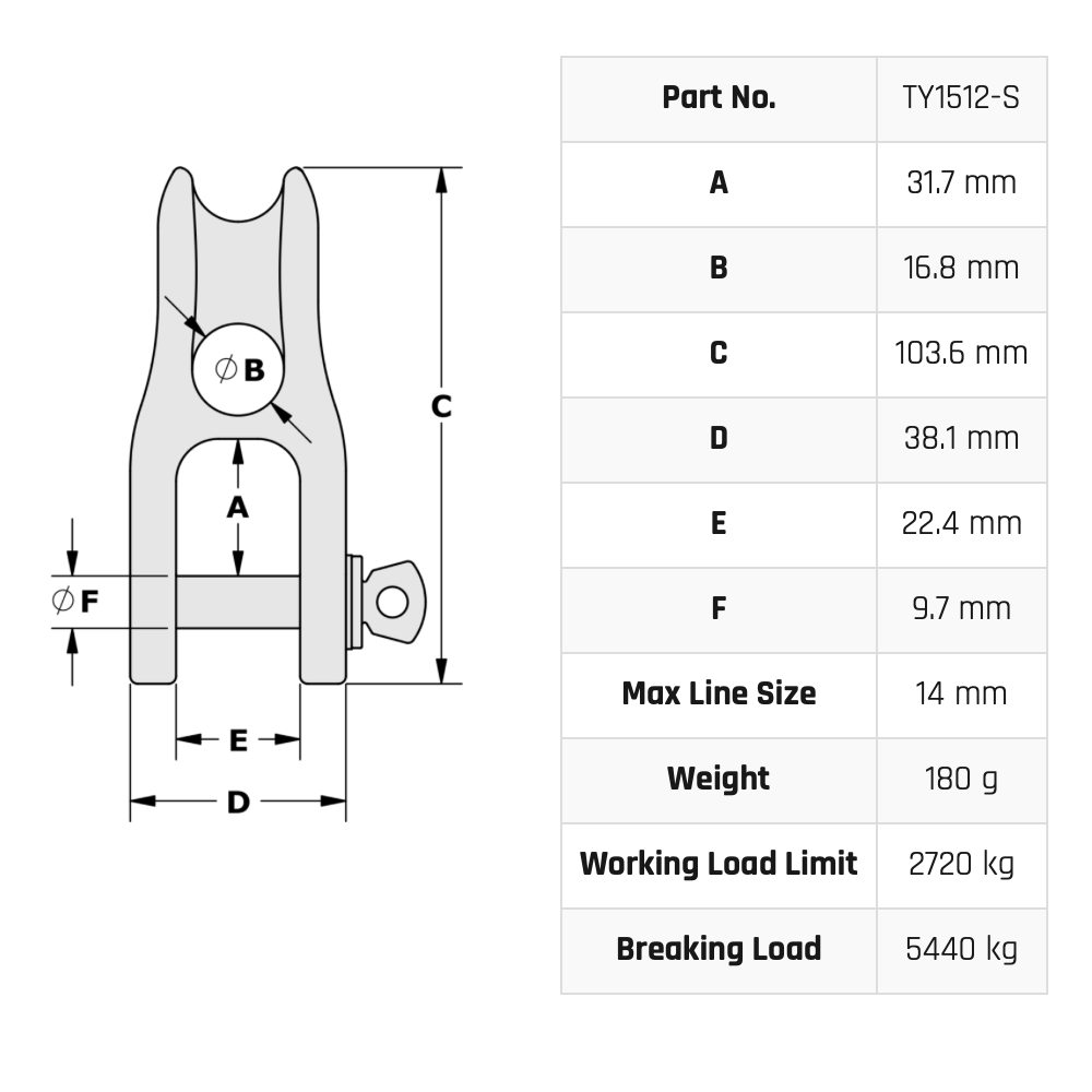 Tylaska H12 2:1 Split Halyard Shackle